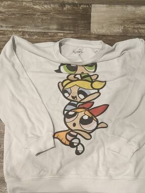 White Powerpuff Girls Graphic Sweatshirt - Blossom, Bubbles & Buttercup